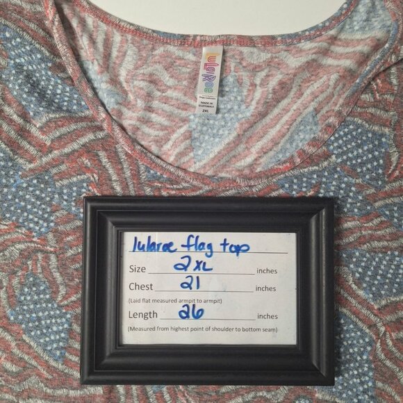 Lularoe Flag Tee Shirt Womens Plus Size 2XL Faded Style Short Sleeve - Picture 7 of 8